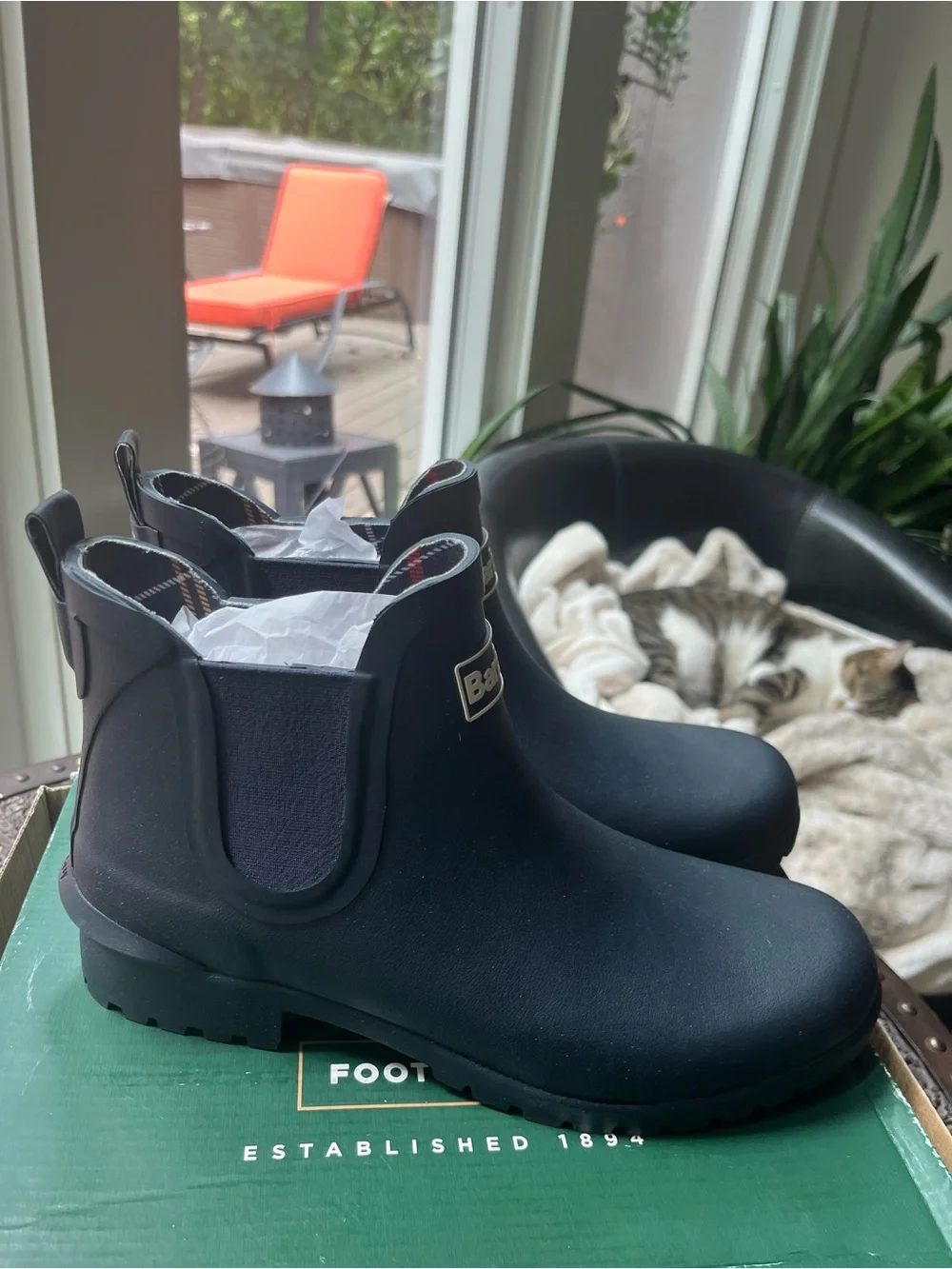 BARBOUR WILTON WELLINGTONS RAIN BOOTS NAVY 40 EU 9 US